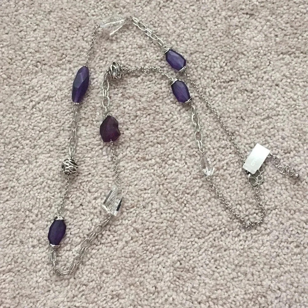 NWT Chico’s silver and purple necklace